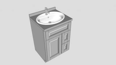 洗澡间白色浴室柜SU模型下载_sketchup草图大师SKP模型