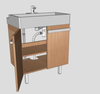 浴室实木水槽卫浴柜SU模型下载_sketchup草图大师SKP模型