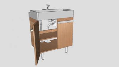 浴室实木水槽卫浴柜SU模型下载_sketchup草图大师SKP模型