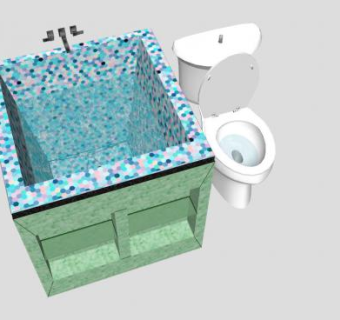 卫生间绿色卫浴柜SU模型下载_sketchup草图大师SKP模型