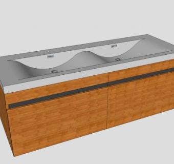 柚木浴室柜梳妆台SU模型下载_sketchup草图大师SKP模型