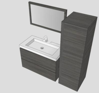灰色浴室柜水槽SU模型下载_sketchup草图大师SKP模型
