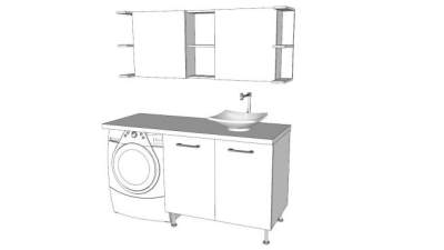 卫浴白色浴室柜SU模型下载_sketchup草图大师SKP模型