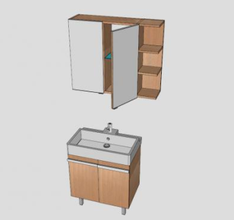 镜柜浴室柜水槽SU模型下载_sketchup草图大师SKP模型