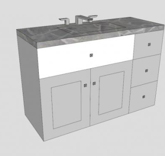 浴室白色盥洗台SU模型下载_sketchup草图大师SKP模型