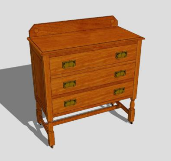 橡木柜梳妆台镜子SU模型下载_sketchup草图大师SKP模型