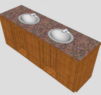 浴室盥木质洗台SU模型下载_sketchup草图大师SKP模型