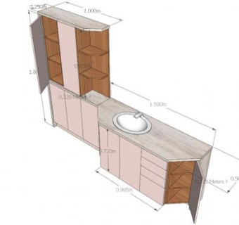 现代一字浴室柜架SU模型下载_sketchup草图大师SKP模型