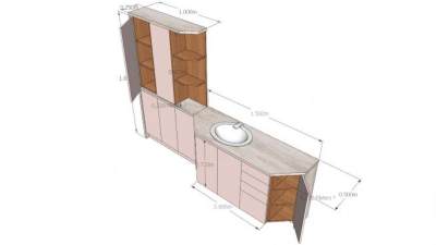 现代一字浴室柜架SU模型下载_sketchup草图大师SKP模型