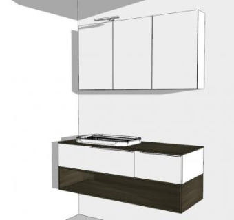 黑白浴室壁挂柜架SU模型下载_sketchup草图大师SKP模型