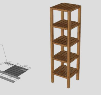 宜家浴室实木柜架SU模型下载_sketchup草图大师SKP模型