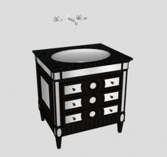 浴室黑色柜架台盆SU模型下载_sketchup草图大师SKP模型