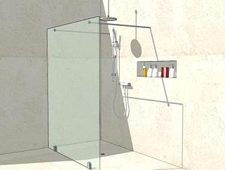 浴室玻璃门淋浴器SU模型下载_sketchup草图大师SKP模型
