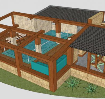 花园角落室内游泳池SU模型下载_sketchup草图大师SKP模型