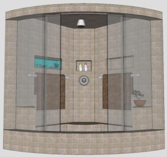 角落淋浴间SU模型下载_sketchup草图大师SKP模型