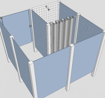 浴室U型淋浴间SU模型下载_sketchup草图大师SKP模型