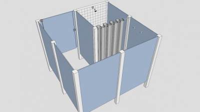 浴室U型淋浴间SU模型下载_sketchup草图大师SKP模型