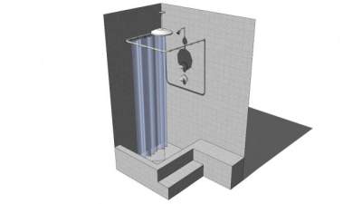 内置带窗帘角淋浴器SU模型下载_sketchup草图大师SKP模型