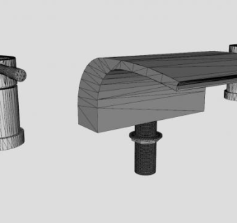不锈钢浴缸龙头三件式SU模型下载_sketchup草图大师SKP模型
