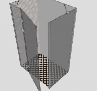 浴室灰色玻璃淋浴间SU模型下载_sketchup草图大师SKP模型