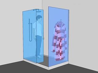 浴室玻璃透明沐浴器SU模型下载_sketchup草图大师SKP模型