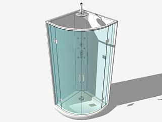 角落玻璃淋浴器SU模型下载_sketchup草图大师SKP模型