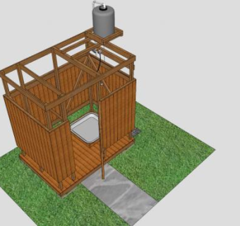 户外实木淋浴器SU模型下载_sketchup草图大师SKP模型