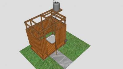 户外实木淋浴器SU模型下载_sketchup草图大师SKP模型