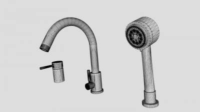 浴缸龙头和花洒三件式SU模型下载_sketchup草图大师SKP模型