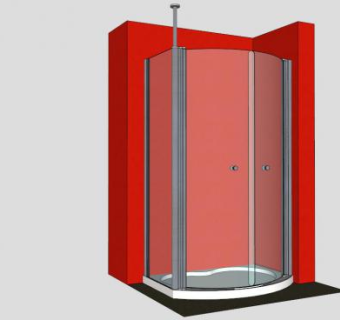 单弧淋浴房SU模型下载_sketchup草图大师SKP模型