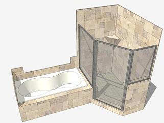 现代浴缸淋浴SU模型下载_sketchup草图大师SKP模型