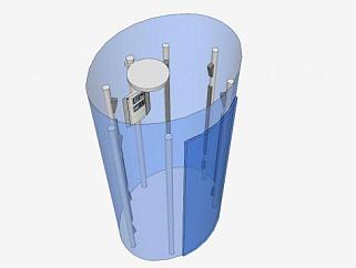 蓝色弧形玻璃淋浴器SU模型下载_sketchup草图大师SKP模型