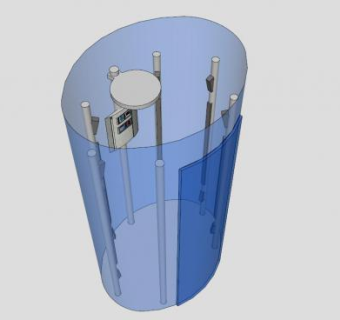 蓝色弧形玻璃淋浴器SU模型下载_sketchup草图大师SKP模型