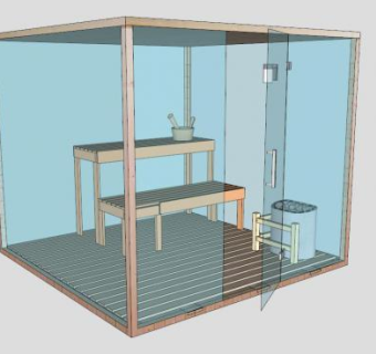 实木玻璃桑拿房SU模型下载_sketchup草图大师SKP模型