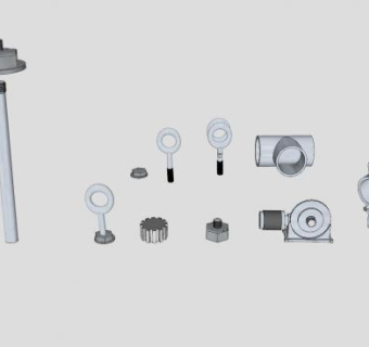 螺母螺栓和齿轮马达SU模型下载_sketchup草图大师SKP模型