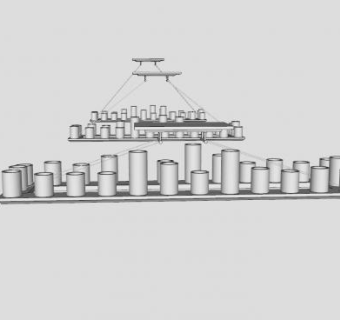 五金柱蜡烛矩形吊灯SU模型下载_sketchup草图大师SKP模型