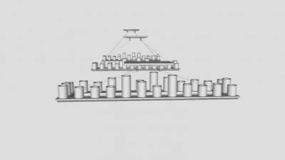 五金柱蜡烛矩形吊灯SU模型下载_sketchup草图大师SKP模型