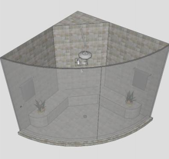 现代玻璃淋浴房SU模型下载_sketchup草图大师SKP模型