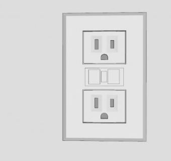 壁装电源插座SU模型下载_sketchup草图大师SKP模型