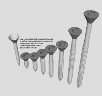 平头木螺丝SU模型下载_sketchup草图大师SKP模型