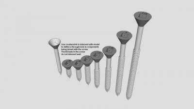 平头木螺丝SU模型下载_sketchup草图大师SKP模型
