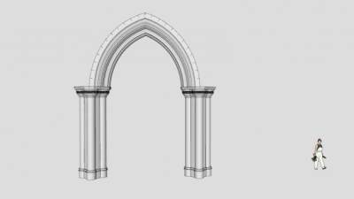哥特式拱门和柱子SU模型下载_sketchup草图大师SKP模型
