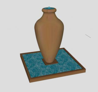 欧式瓶状喷泉水池SU模型下载_sketchup草图大师SKP模型