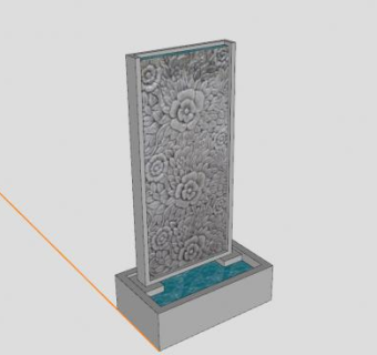 欧式灰色玫瑰面板喷泉SU模型下载_sketchup草图大师SKP模型
