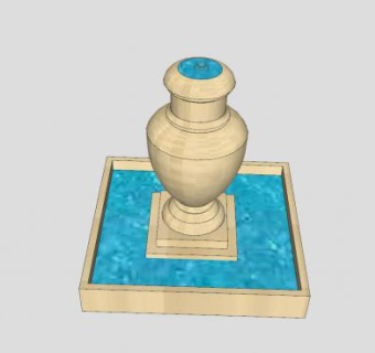 欧式巨型花瓶状喷泉SU模型下载_sketchup草图大师SKP模型