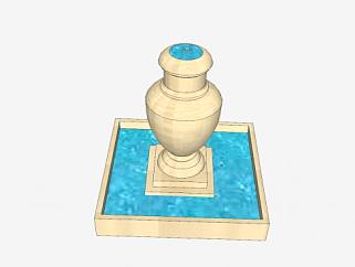 欧式巨型花瓶状喷泉SU模型下载_sketchup草图大师SKP模型