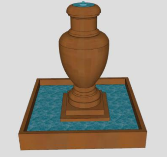 欧式花瓶状喷泉水池SU模型下载_sketchup草图大师SKP模型