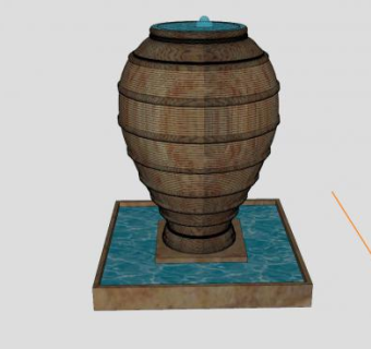 欧式巨型缸喷泉水池SU模型下载_sketchup草图大师SKP模型