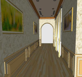 经典餐厅内外入口区域SU模型下载_sketchup草图大师SKP模型