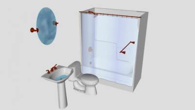 全套浴具配件SU模型下载_sketchup草图大师SKP模型